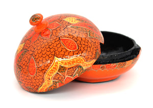 Large Chapeau – Handmade Hand Painted Orange Paisley Luxury Trinket Gift Box + Gold Foiled Wrapped Milk Chocolate Balls - ärtɘzɘn