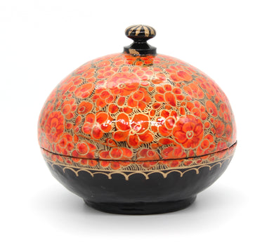 Large Chapeau – Handmade Hand Painted Luxury Orange Floral Trinket Gift Box + Gold Foiled Wrapped Milk Chocolate Balls - ärtɘzɘn