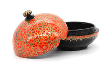 Load image into Gallery viewer, Large Chapeau – Handmade Hand Painted Luxury Orange Floral Trinket Gift Box + Gold Foiled Wrapped Milk Chocolate Balls - ärtɘzɘn
