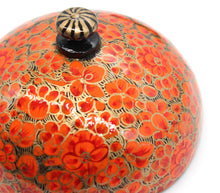 Load image into Gallery viewer, Large Chapeau – Handmade Hand Painted Luxury Orange Floral Trinket Gift Box + Gold Foiled Wrapped Milk Chocolate Balls - ärtɘzɘn
