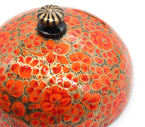 Large Chapeau – Handmade Hand Painted Luxury Orange Floral Trinket Gift Box + Gold Foiled Wrapped Milk Chocolate Balls - ärtɘzɘn