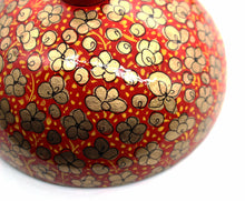 Load image into Gallery viewer, Large Chapeau Paper Mache Gift Box – Red &amp; Gold Floral Luxury Trinket Box + Gold Foiled Wrapped Milk Chocolate Balls - ärtɘzɘn
