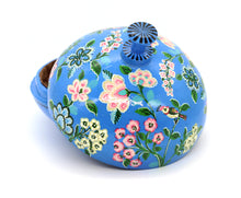 Load image into Gallery viewer, Large Chapeau Paper Mache Gift Box – Blue Floral Luxury Trinket Box + Gold Foiled Wrapped Milk Chocolate Balls - ärtɘzɘn
