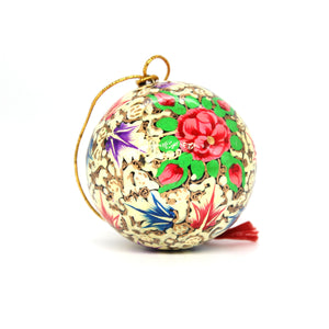 Assorted Colours Paper Mache Christmas Bauble – 3" Luxury Handmade & Hand Painted Decorative Ornamental Hanging Christmas Ball