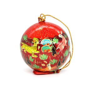 Assorted Colours Paper Mache Christmas Bauble – 3" Luxury Handmade & Hand Painted Decorative Ornamental Hanging Christmas Ball