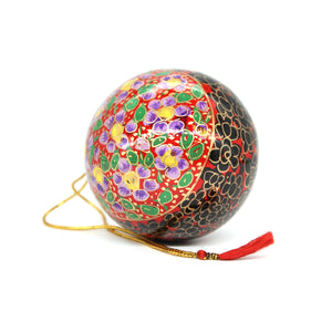 Assorted Colours Paper Mache Christmas Bauble – 3" Luxury Handmade & Hand Painted Decorative Ornamental Hanging Christmas Ball