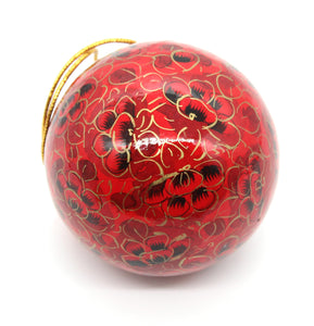 Assorted Colours Paper Mache Christmas Bauble – 3" Luxury Handmade & Hand Painted Decorative Ornamental Hanging Christmas Ball
